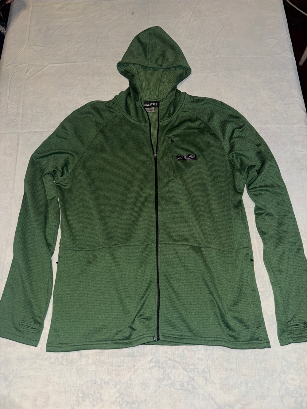 Coalatree Baseline Midlayer Fleece Jacket Green XL Eco Honeycomb Grid Full Zip